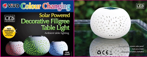 Colour Changing Decorative Solar LED Filigree Table Light Garden Patio Party NEW 