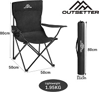 Camping Chair | Lightweight Folding | Portable Chairs for Outdoors | Cup Holder | Storage Cover | Outdoor Leisure Chair Durable with Arm Rest for the Beach, Lawn, Fishing Trip Garden and BBQs Black