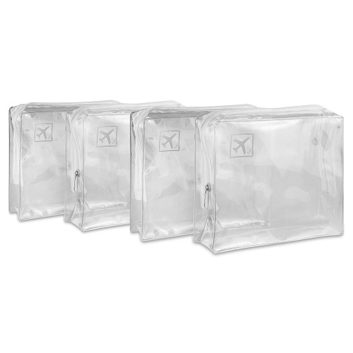 4 X Toiletry Airport Security Holiday Travel Bags - Clear Plastic Makeup Liquids TB4