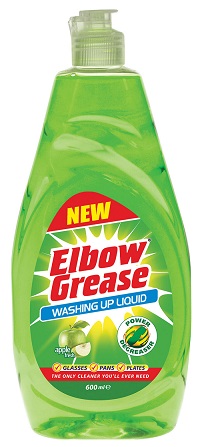 Elbow Grease Washing Up Liquid Apple fresh Degreaser Dish Soap Pan Kitchen 600ml