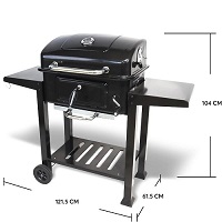 Barbecue Grill Large Portable Charcoal BBQ Smoker Side Table Adjustable Wheels
