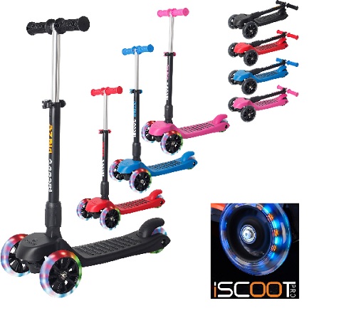 iScoot Blaze Scooter Tilt Kickboard T-Bar 3 Wheel Kick Board Folding Light