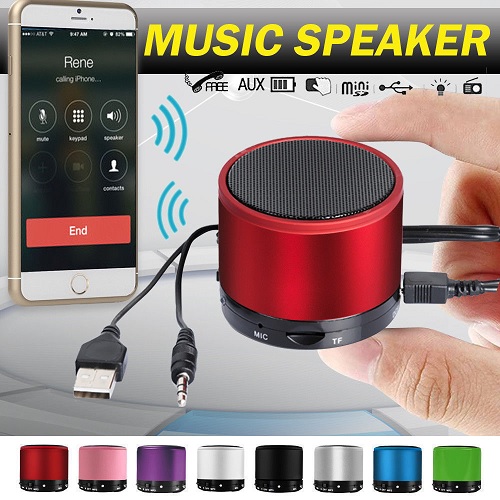 Portable Wireless Car Bluetooth Music Speaker Mini AUX Stereo for iPhone iPad PC