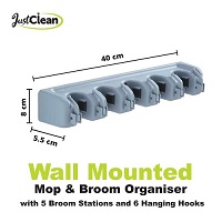 Add a review for: Wall Mounted 5 Rack Kitchen Storage Mop Broom Holder Organiser Brush Hanger Hook