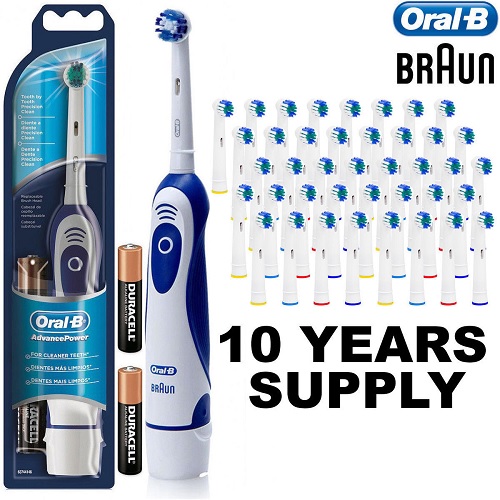 Braun Advance Oral B Electric Toothbrush + 41 Toothbrush Heads + Batteries