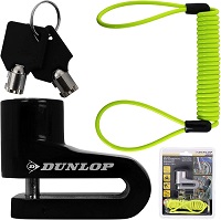 Dunlop Disc Lock W/ Reminder Cable Bike Motorcycle Scooter Anti Theft 2 Keys Neo