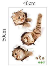   3D Large Wall Cat Kitten Stickers Bedroom Decal Fridge Mural Art Decor Removable