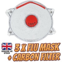 3 X Flu Virus Face Mask with Carbon Filter Coronavirus Surgical Bacteria Dust