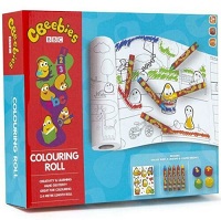  Cbeebies Colouring Roll Set & Markers Sticker Sheet Crayons Paper Weights Kids