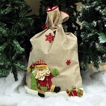 Hessian Christmas Santa Claus Sack 90cm x 59cm Drawstring Father Xmas / Snowman