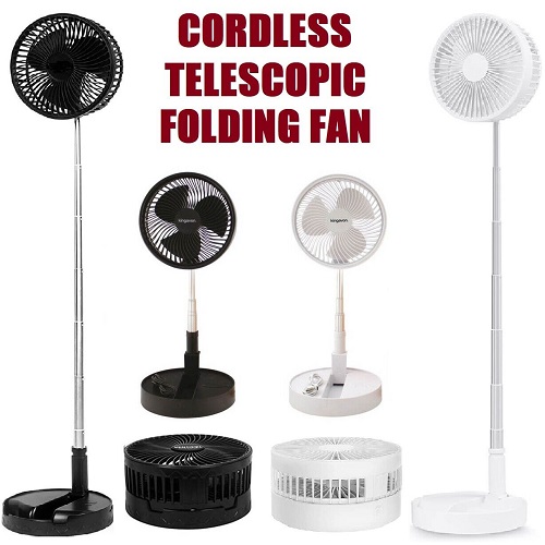 Cordless Portable folding Telescopic Desk Fan USB Rechargeable Battery Cooling