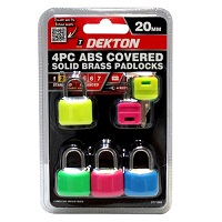 Dekton 4pc 20mm Solid Brass Padlock Assorted Colours