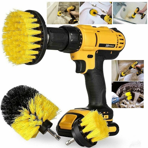 3PC Cleaning Drill Brush Cleaner Tool Electric Power Scrubber Kitchen Bath Car