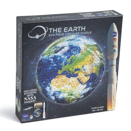 82-0022 NASA 500Pc Circular Puzzle The Moon and The Earth Educational Jigsaw Family Fun