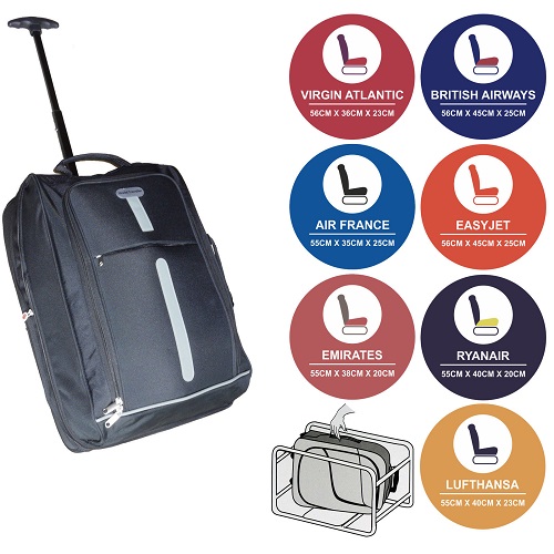 LIGHTWEIGHT ROLLER WHEEL TROLLEY HAND LUGGAGE SUITCASE BAG CABIN RYANAIR EASYJET