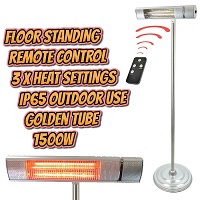 1500W Infrared Pedestal Free Standing Floor Heater with Remote Outdoor Garden