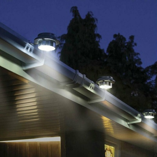 Solar Powered Led Gutter Door Wall Fence Lights Outdoor Garden Roof Security