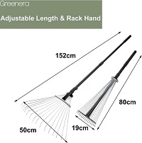 EFG Garden Rake 80-152 cm Adjustable Soil Rake Artificial Grass Rake,Telescopic Rake for Lawn