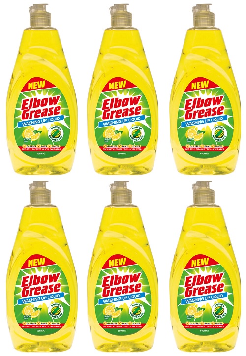 6 PACK Elbow Grease Washing Up Liquid Lemon fresh Degreaser Dish Soap Pan Kitchen 600ml