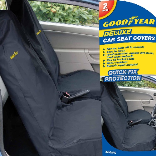 Goodyear 2 X Car Front Seat Covers Durable Water Resistant Protector Dirt Van