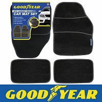 Goodyear 4pc Luxury Velour Car Mat Carpet Set Universal Fit Non-Slip Backing