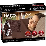 Brown - Electric Heated Blanket Warm Soft Throw Fleece Rug Digital Timer Controller