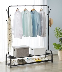 Add a review for: Heavy Duty Clothes Hanging Rail Clothing Coat Stand Double Shoe Rack Shelf Hooks