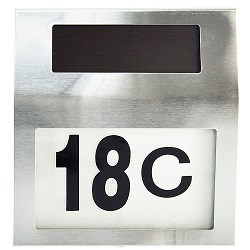 Solar Powered Led Illuminated House Door Number Light Wall Plaque Modern Sleek