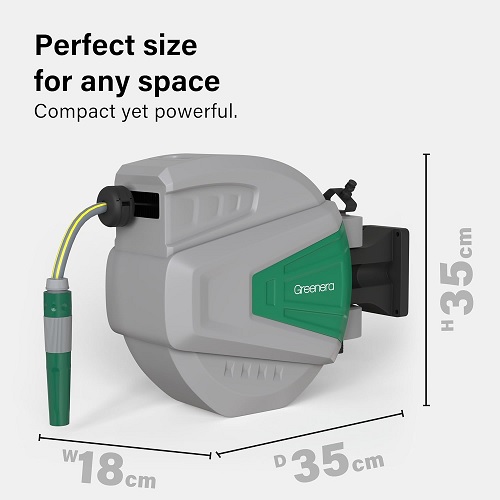 Wall Mounted Garden Hose Reel, 20+2m Retractable Hose Pipe, Auto Rewind System, Easy to Install, Any Length Lock,180Swivel Bracket, Heavy Duty Water Hose Reel