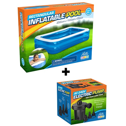 Inflatable Rectangular swimming pool with pump