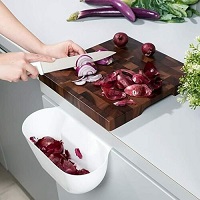 Add a review for: Hanging Kitchen Waste Bin Fit On Cupboard Door Food Scraps Veg Peeling Worktop