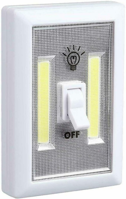 LED Light Switch with Batteries Under Cabinet Shelf Closet Nightlight Kitchen