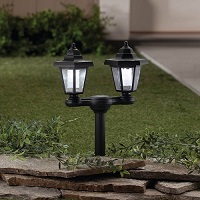 Outdoor Solar Lantern 2 in 1 Twin Head Victorian Stake Light Garden Path Patio