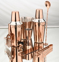 Add a review for: Manhattan 9pc Copper Plated Stainless Steel Cocktail Set Shaker Glass Bar Tong 297041