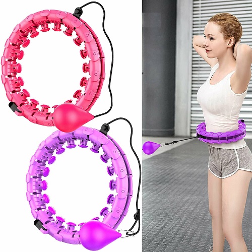 PINK/PURPLE - 24 Knots Smart Weighted Hula Hoop Massage Function Lose Weight Adjustable Adult