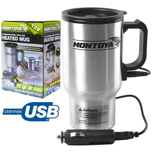 12v Stainless Steel Hot Mug Car Van Caravan Thermal Heat Travel Cup Kettle USB