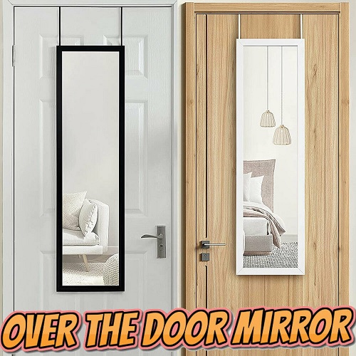 Over the Door Full Length Mirror Black or White Hanging Bedroom Wardrobe Workout