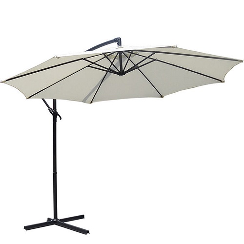 3.5m Aluminium Cantilever Garden Parasol Cream + UV Protection + Stand