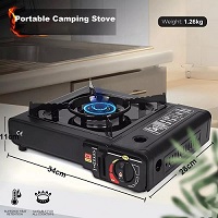 Black Portable Camping Stove with Cary Case,Camping Stove Automatic Ignition System,Outdoor Grill Plate Compact Outdoor Cooker Butane Gas,BBQ Cooker Caravan Outdoor