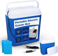 Electric Cooler Box of 22 L, Large Cool Box Powered By 12V In-Car Socket, Durable & Portable Cooler for Camping