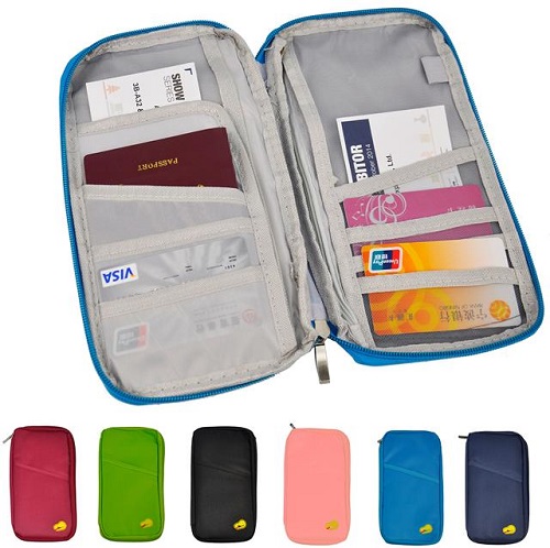 Full Closure Zipped Travel Bag Wallet Document Organiser Passport Ticket Holder