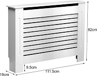 Vivo Technologies Radiator Cover White Modern Horizontal Slats, Medium Radiator Cover Grill Shelf Cabinet MDF Wood Decorative Heater Cover, W 112 x H 82 x D 19 cm