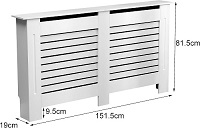 Vivo Technologies Radiator Cover White Modern Horizontal Slats, Large Radiator Cover Grill Shelf Cabinet MDF Wood Decorative Heater Cover, W 152 x H 82 x D 19 cm