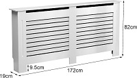 Vivo Technologies Radiator Cover White Modern Horizontal Slats, Extra Large XL Radiator Cover Grill Shelf Cabinet MDF Wood Decorative Heater Cover, W 172 x H 82 x D 19 cm