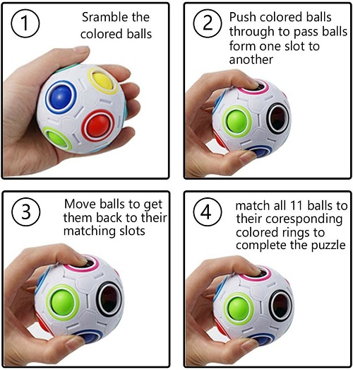  Magic Rainbow Fidget Ball Toy Speed Cube Brain Teaser Stress Relief for All