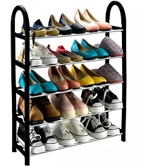  5 Tier 15 Pairs Shoe Rack Stand Storage Self Organiser Lightweight Compact Space