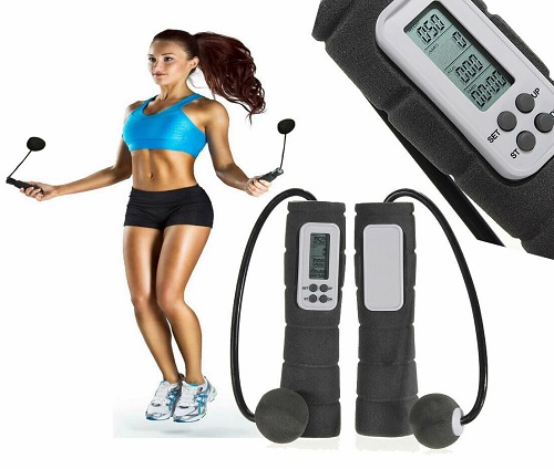 Wireless Weighted Skipping Rope with Timer, Calorie and Jump Counter Fat Burn