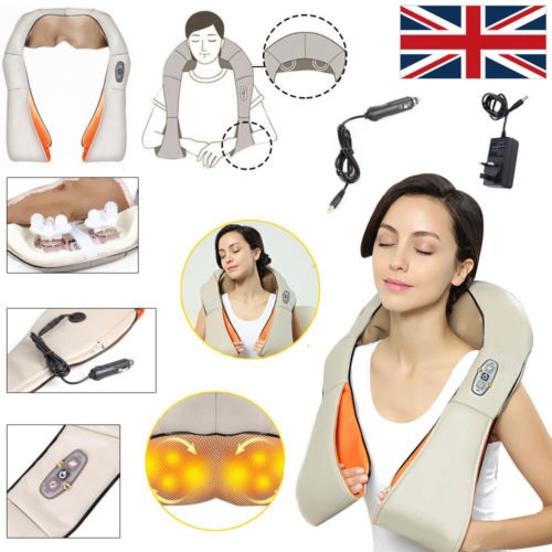 Electric Heat Shiatsu Kneading Neck Shoulder Body Massager Relax Health Care