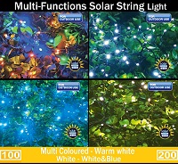 Outdoor Garden Solar Fairy String Light LEDs Party Wedding 8 Modes Auto Xmas LED