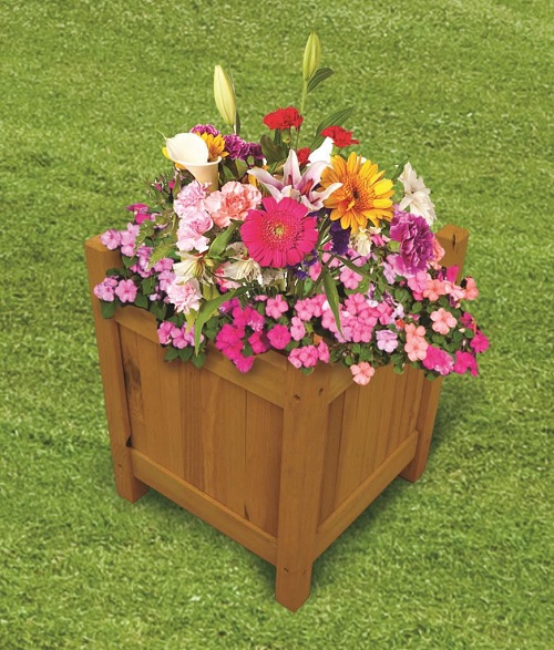 SQUARE -Small Wooden Garden Planters Outdoor Plants Flowers Pot